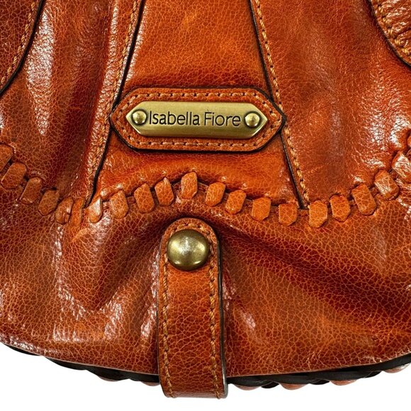 Vintage Y2K Isabella Fiore Summer of LOVE Cognac Leather Boho Handbag - Picture 6 of 9